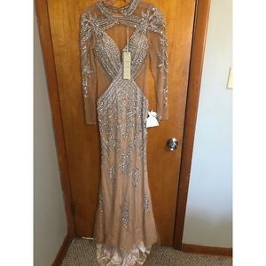 Jasz Couture Long Sleeve Lace Dress 6204